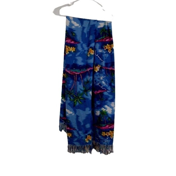 KOKO KNOT Multicolor Summer Beach Wrap Coverup With Fringe Floral Palm Tree - Picture 8 of 8
